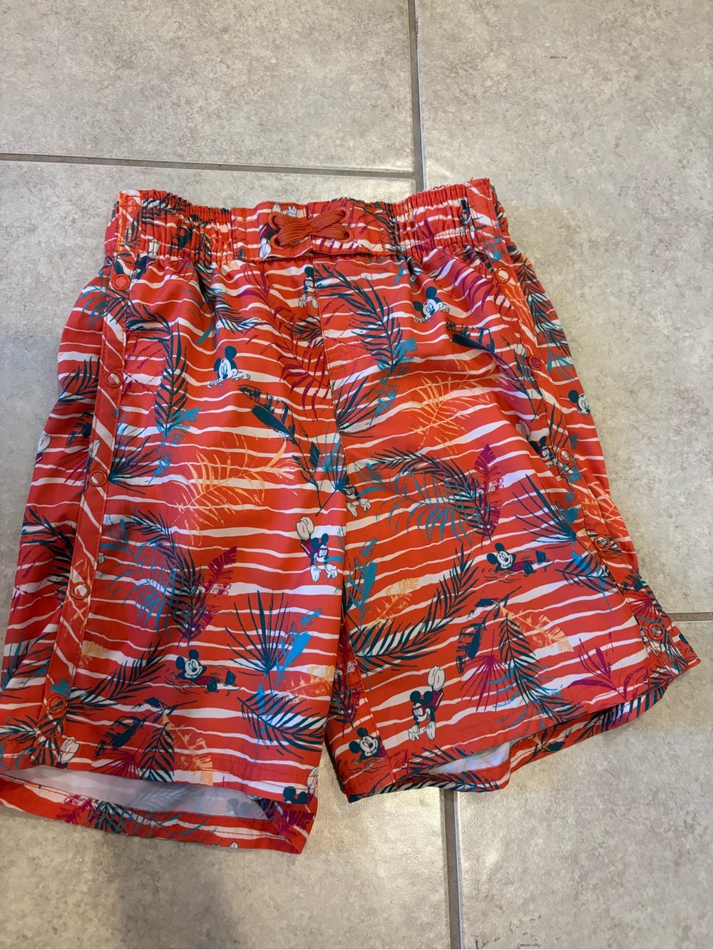 Disney Orange Tropical Mickey Swim Trunks